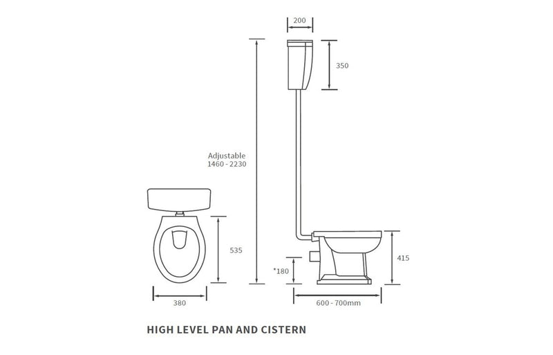 Harmony Ascot High Level WC & Satin White Wood Effect Seat with Brass Finishes