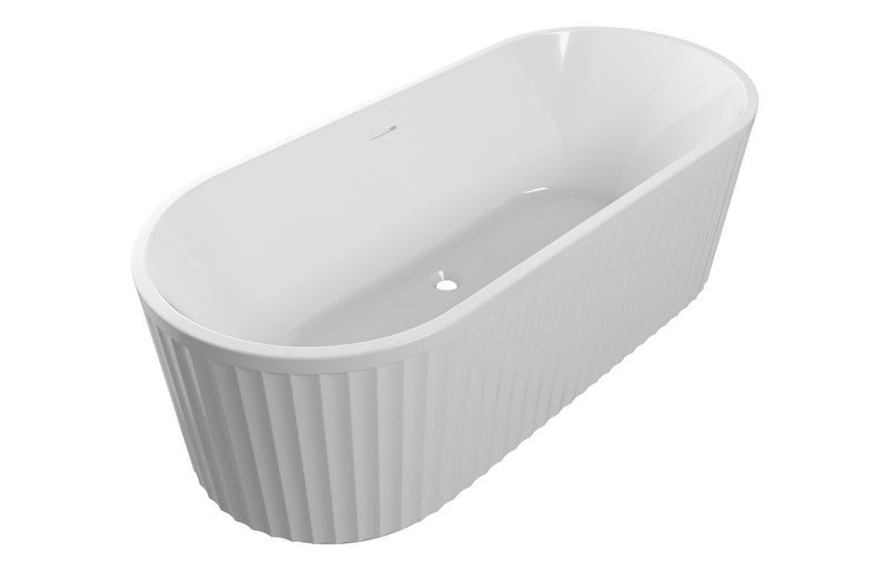 Harmony Lavado Fluted Freestanding 1700x750x570mm 0TH Bath - White