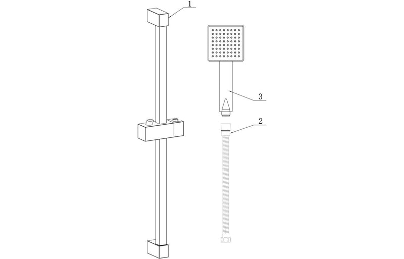 Harmony Square Slider Rail Kit & Single Mode Handset - Matt Black