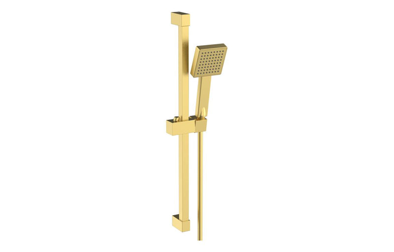 Harmony Square Slider Rail Kit & Single Mode Handset - Brushed Brass