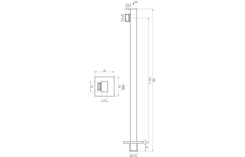 Harmony 300mm Square Shower Arm - Brushed Brass