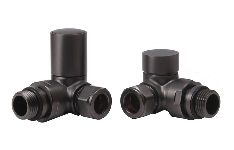 Harmony Patterned Matt Black Radiator Valves - Corner