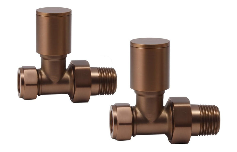 Harmony Patterned Brushed Bronze Radiator Valves - Straight