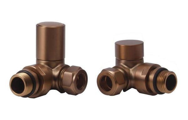 Harmony Patterned Brushed Bronze Radiator Valves - Corner