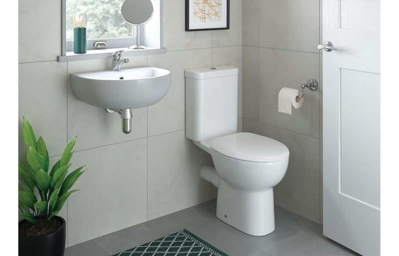 Harmony Galactic 450x400mm 1th Cloakroom Basin & Brushed Bronze Bottle Trap - White