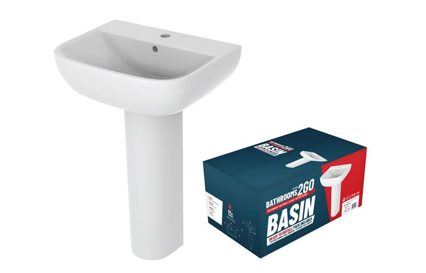 Harmony Sansa 1th Basin & Full Pedestal - White