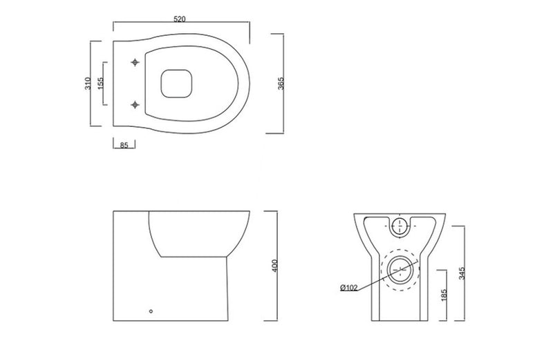 Harmony Sansa Rimless Back To Wall WC & Soft Close Seat - White