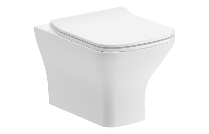 Harmony Charm Rimless Comfort Height Back To Wall WC & Slim Soft Close Seat - White