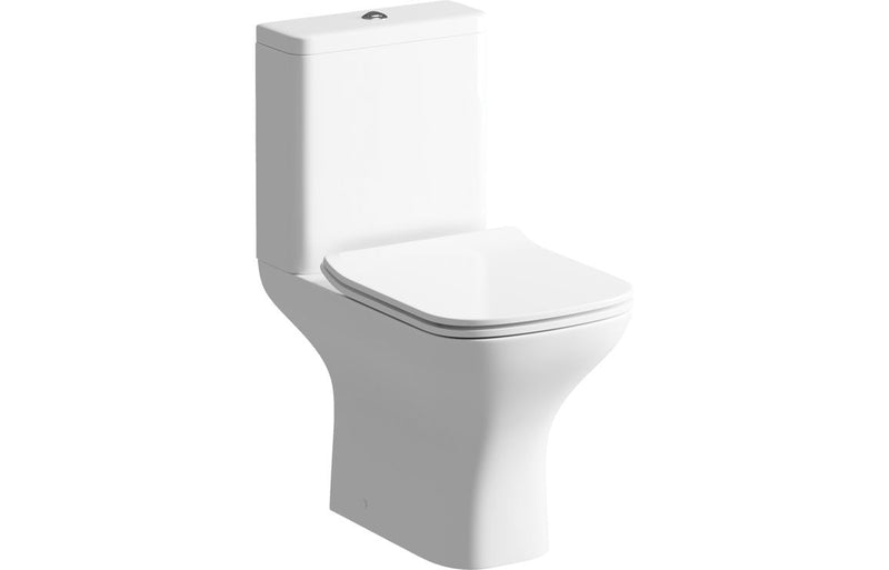 Harmony Charm Rimless Comfort Height Close Coupled Open Back WC & Slim Soft Close Seat - White