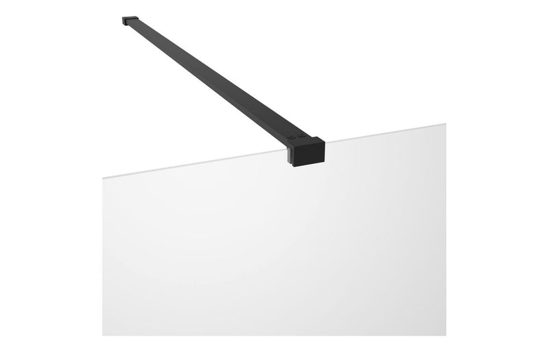 AquaLuxe Dino 1100mm Wetroom Panel & Support Bar - Black