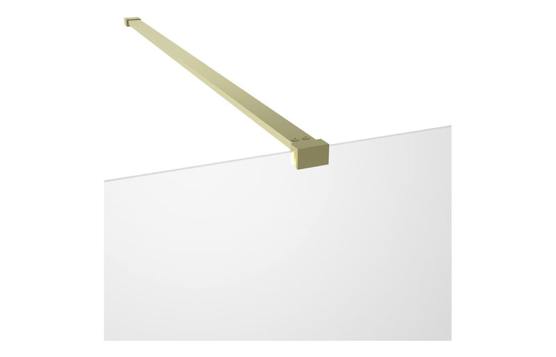 AquaLuxe Dino 1100mm Wetroom Panel & Support Bar - Brushed Brass