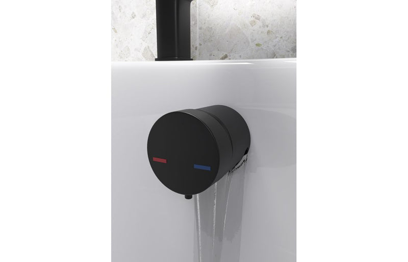 Harmony Bath Overflow Filler with Integrated Valve - Black