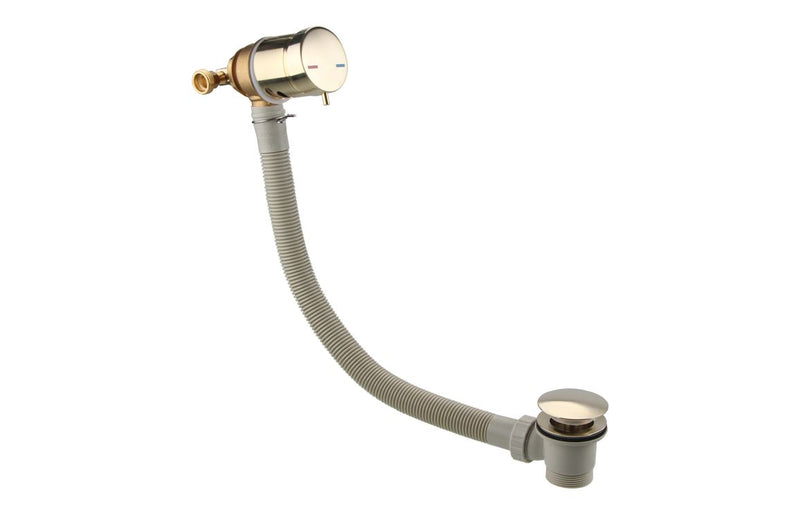 Harmony Bath Overflow Filler with Integrated Valve - Brushed Brass