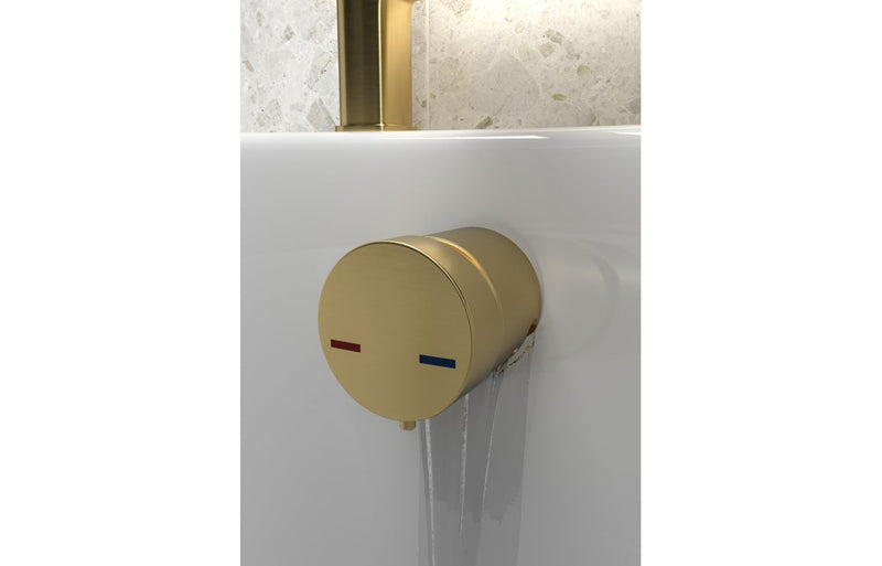 Harmony Bath Overflow Filler with Integrated Valve - Brushed Brass