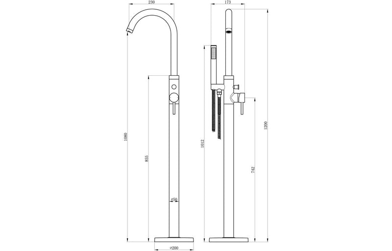 Harmony Ella Floor Standing Bath/Shower Mixer - Chrome