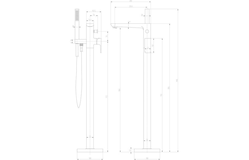 Harmony Stark Floor Standing Bath/Shower Mixer - Brushed Bronze