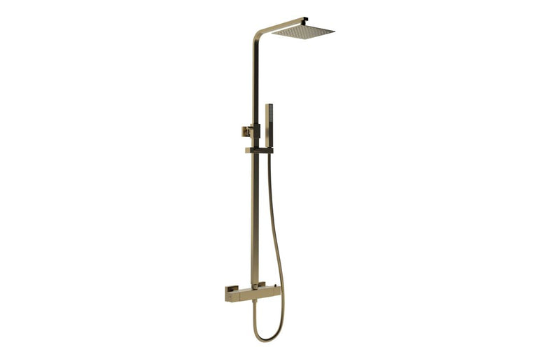 Harmony Square Thermostatic Bar Mixer with Riser Kit - Brushed Bronze