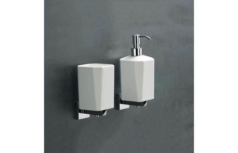 Mia Wall Mounted Soap Dispenser - Chrome and White