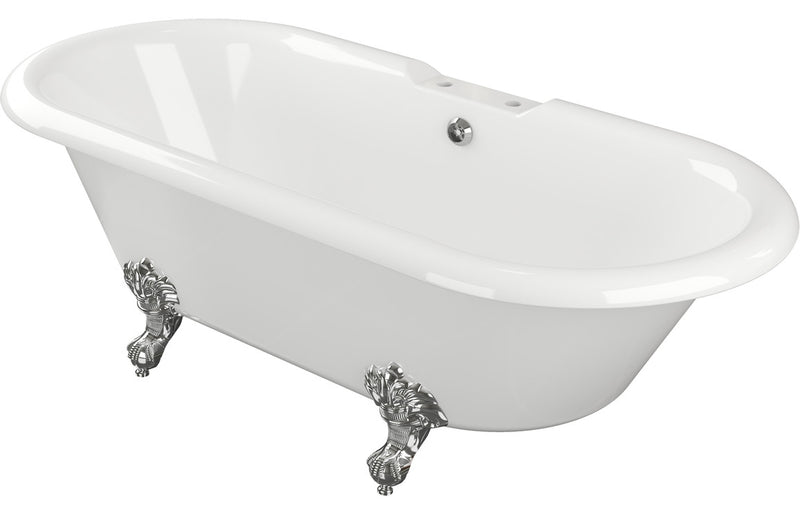 Izumi Free Standing 1690x740x620mm 2TH Bath with Feet - White