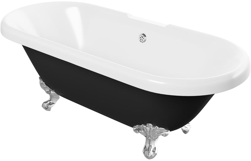 Izumi Free Standing 1690x740x620mm 2TH Bath with Feet - Black