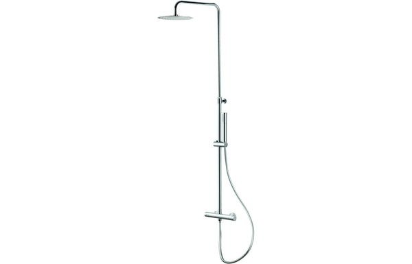 Vema Thermostatic Round Bar Valve with Fixed Head and Riser - Chrome