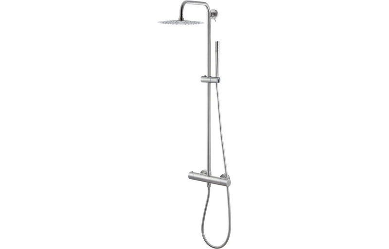 Vema Thermostatic Shower Column with Fixed Head and Riser - Stainless Steel