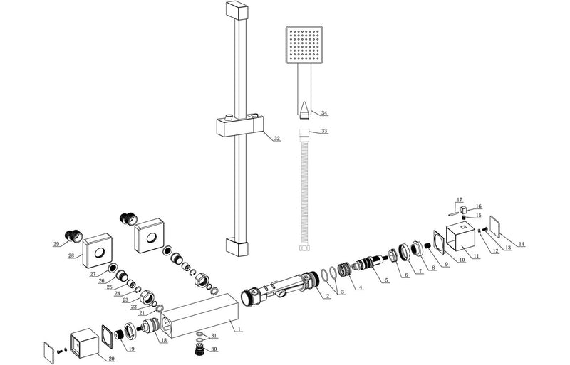 Ella Cool-Touch Thermostatic Bar Mixer Shower