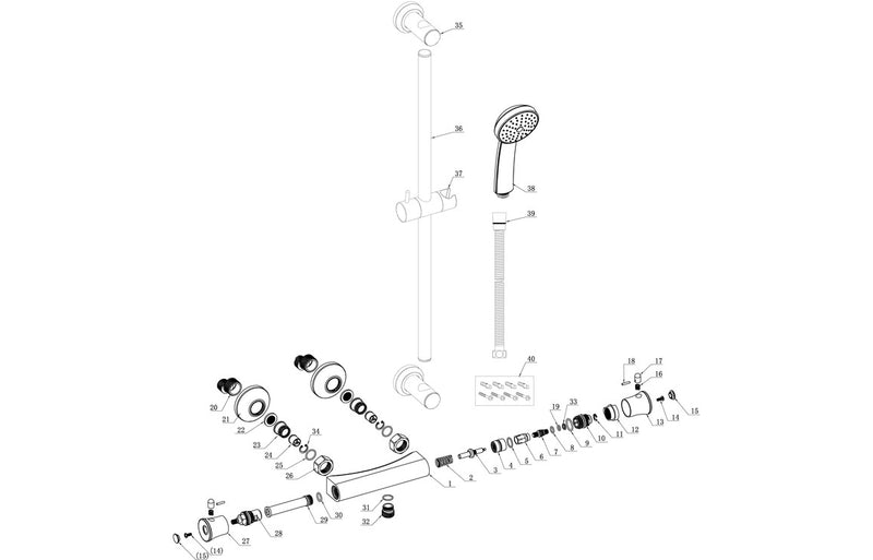 Apollo Thermostatic Bar Mixer Shower