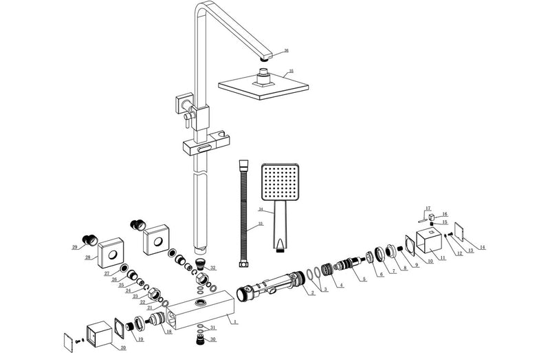 Ella Cool-Touch Thermostatic Mixer Shower with Riser and Overhead Kit