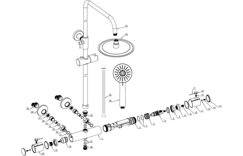 Bronte Cool-Touch Thermostatic Mixer Shower with Riser and Overhead Kit