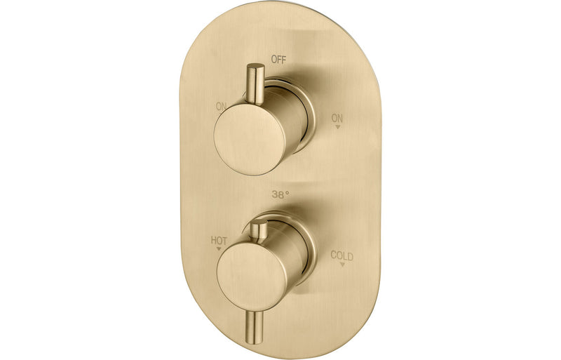 Saturn Thermostatic 2 Outlet Concealed Shower Valve - Brushed Brass