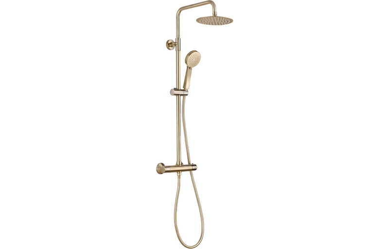 Hera Thermostatic Bar Mixer with Riser Kit - Brushed Brass