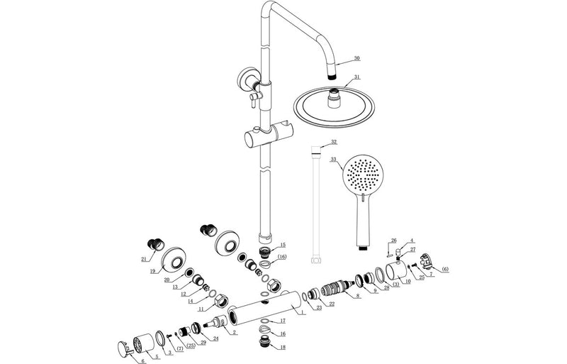 Hera Thermostatic Bar Mixer with Riser Kit - Brushed Brass