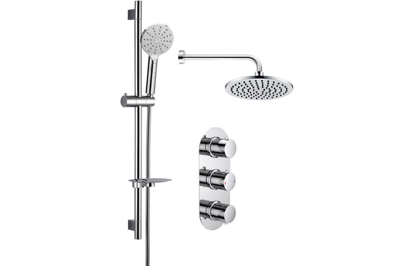 Rose Shower Pack Four - Two Outlet Triple Shower Valve with Riser and Overhead Kit