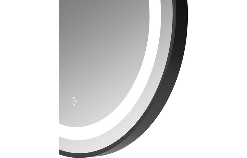 River 600mm Round Front-Lit LED Mirror - Matt Black