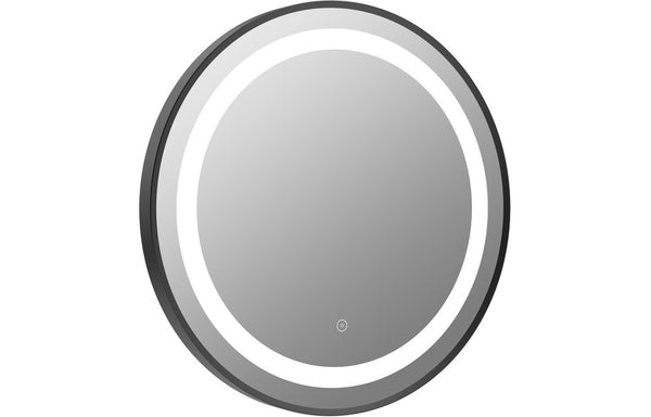 River 600mm Round Front-Lit LED Mirror - Matt Black