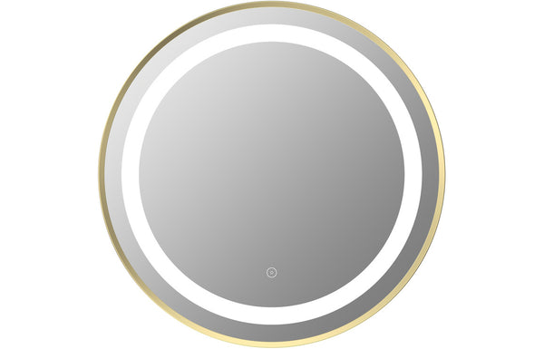 River 600mm Round Front-Lit LED Mirror - Brushed Brass