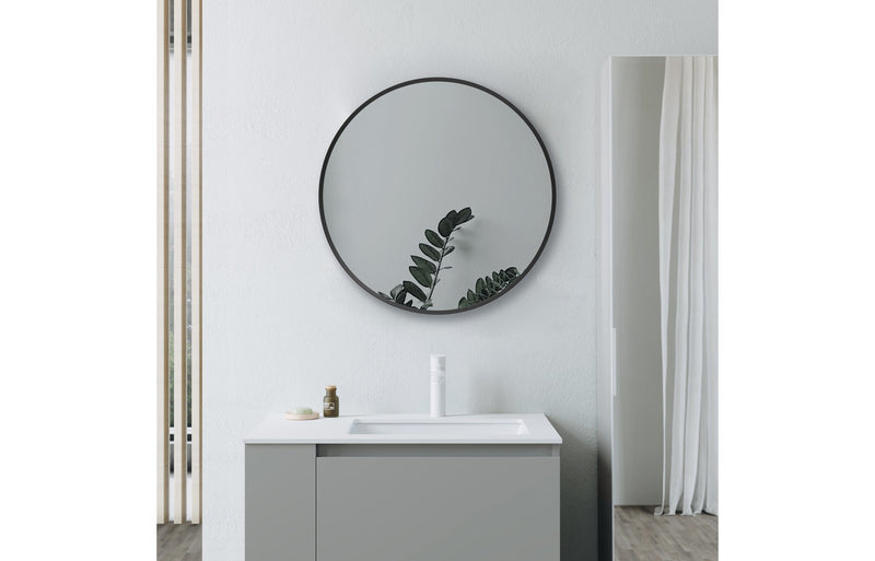 Cansu 600mm Round Mirror - Matt Black