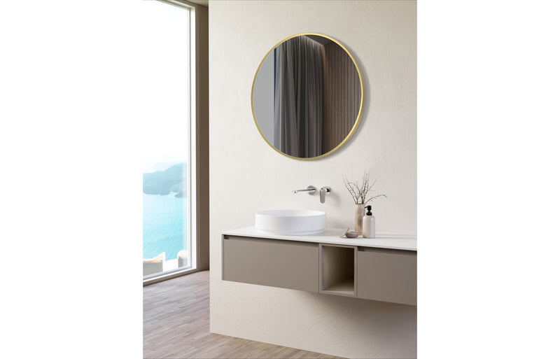 Cansu 500mm Round Mirror - Brushed Brass