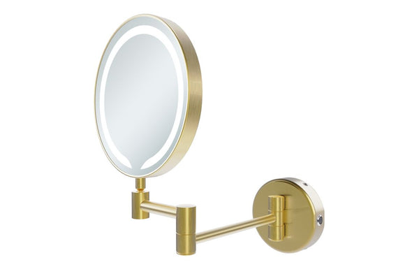 Reef Round LED Cosmetic Mirror - Brushed Brass