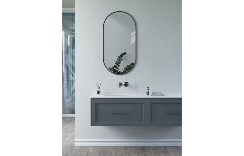 Cansu 800x400mm Oblong Mirror - Matt Black