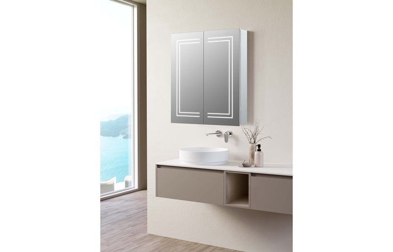 Petra 600mm 2 Door Front-Lit LED Mirror Cabinet