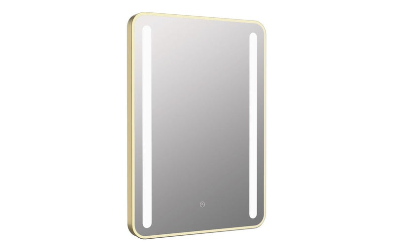 Ribbon 500x700mm Rounded Front-Lit LED Mirror - Brushed Brass