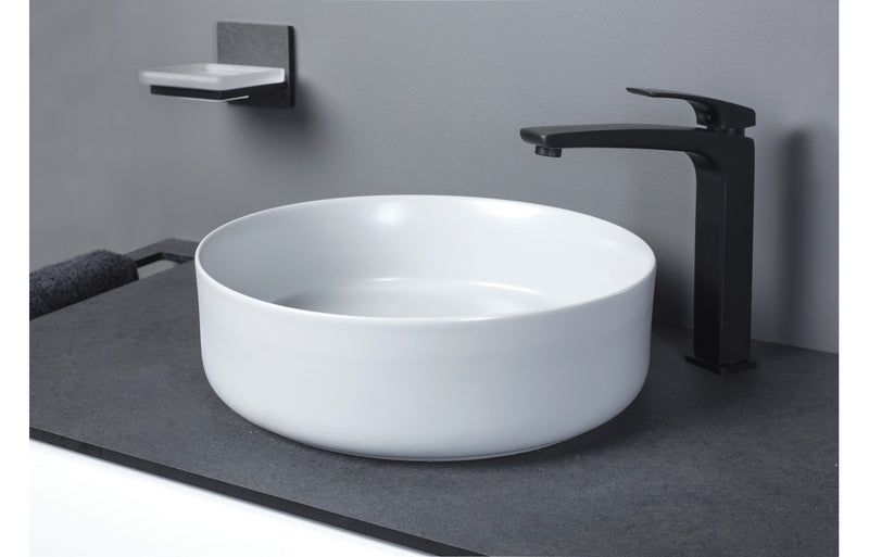 Valens 355mm Ceramic Round Washbowl and Waste - Matt White