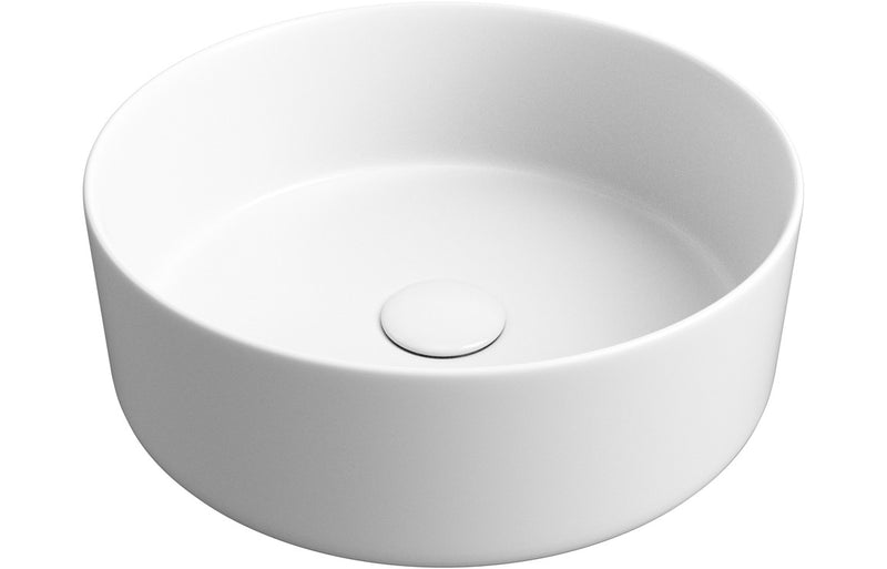 Valens 355mm Ceramic Round Washbowl and Waste - Matt White