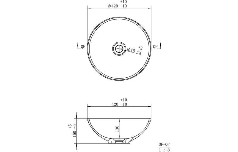 Eclipse 410mm Round Washbowl