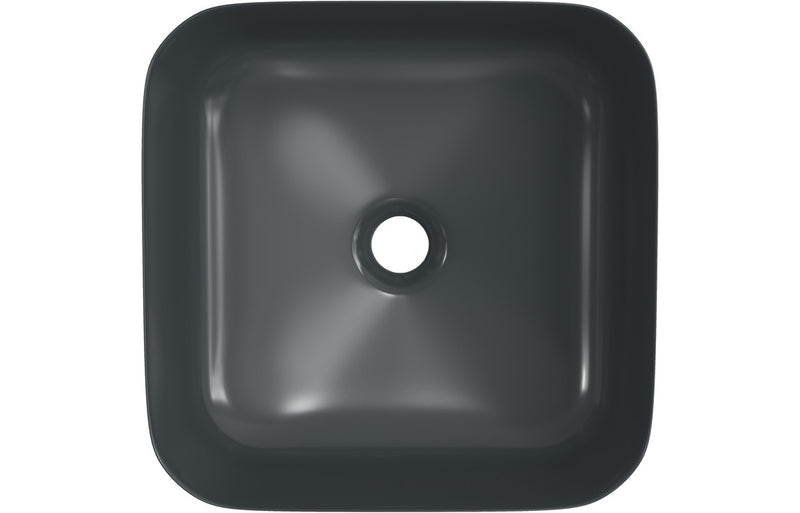 Valens 400mm Ceramic Square Washbowl and Waste - Matt Black