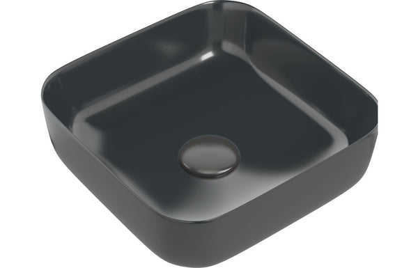 Valens 400mm Ceramic Square Washbowl and Waste - Matt Black