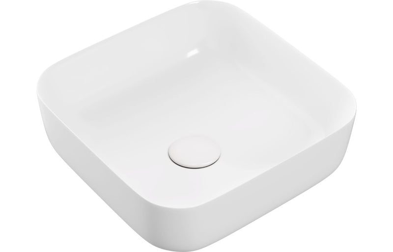 Valens 400mm Ceramic Square Washbowl and Waste - Matt White