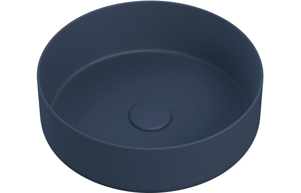 Valens 355mm Ceramic Round Washbowl and Waste - Matt Deep Blue